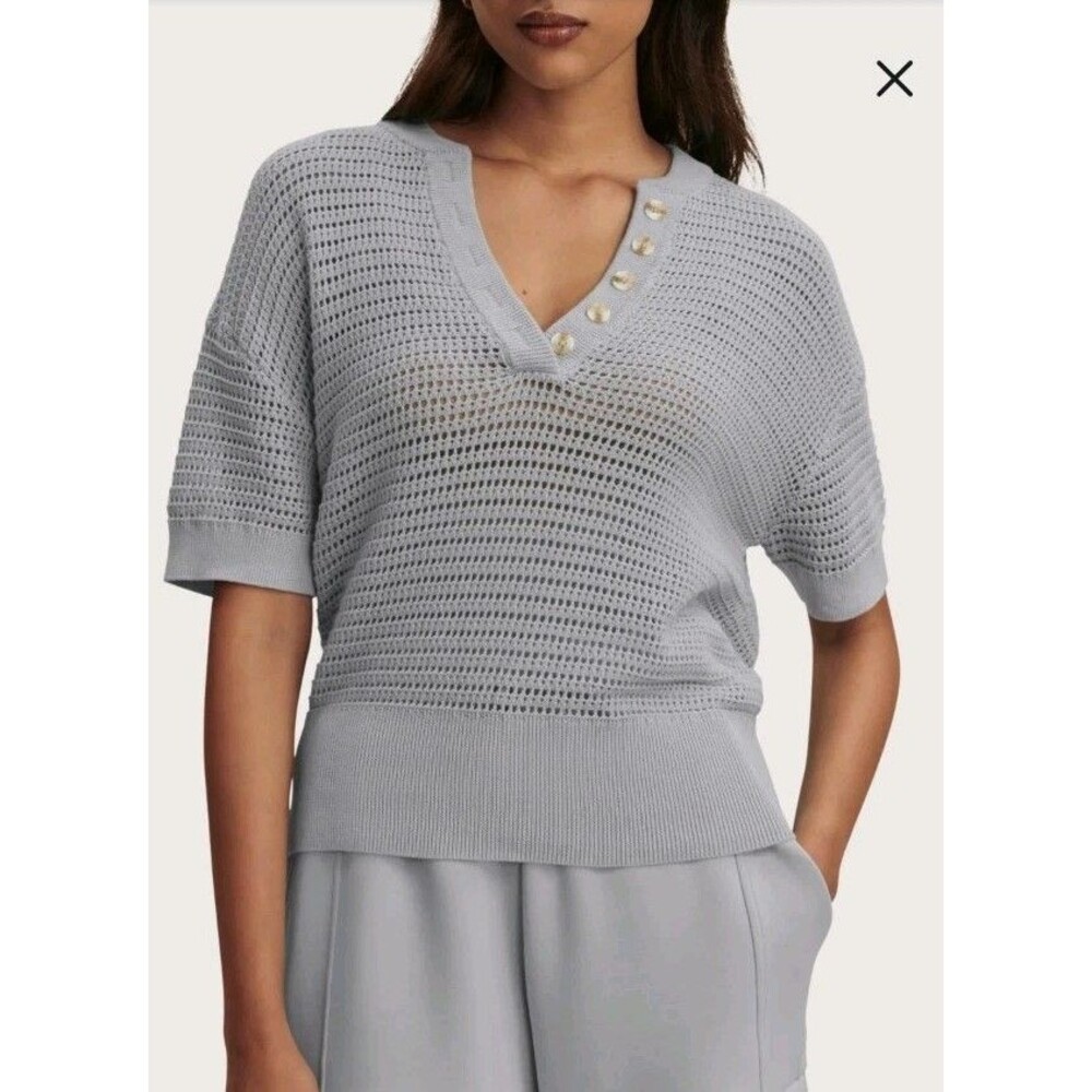 Varley Callie Knit Top Light Gray M